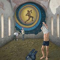 Șerban Savu: Az Univerzum Szántója / 2023, olaj, vászon / Szépművészeti Múzeum, 1800 utáni Nemzetközi Gyűjtemény